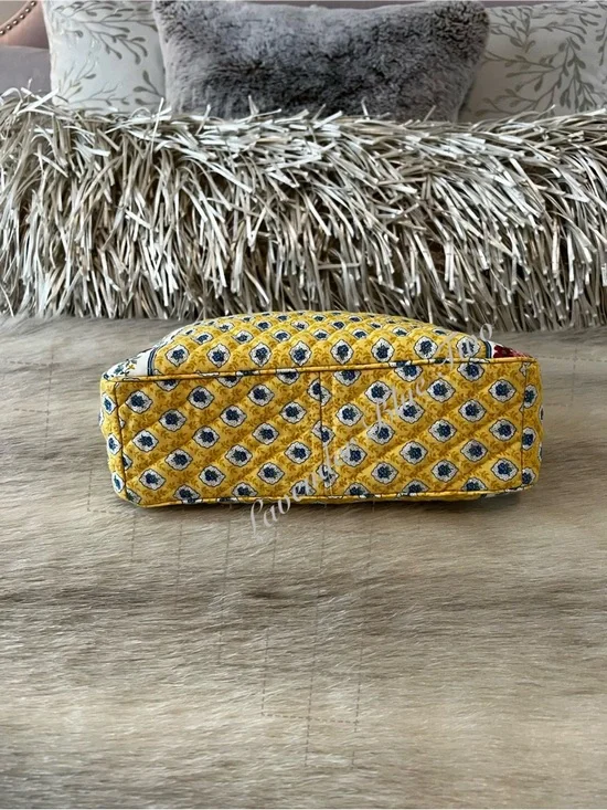 NEW Vintage VERA BRADLEY Elizabeth 1997 Hampton Zip Handles Yellow Blue Floral - Picture 10 of 14